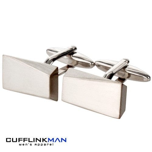 Cufflink Man Cufflinks Mystic Wedge Brushed Chrome Cufflinks