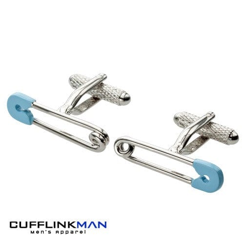 Cufflink Man Cufflinks Nappy Pin Cufflinks- Blue Baby Boy