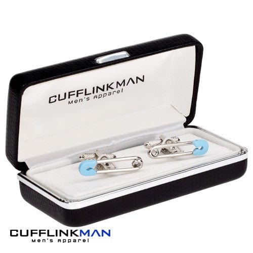 Cufflink Man Cufflinks Nappy Pin Cufflinks- Blue Baby Boy