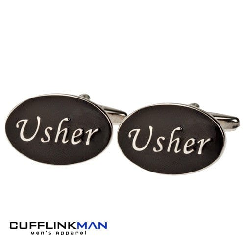 Cufflink Man Cufflinks Oval Black Usher Wedding Cufflinks