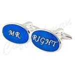 Cufflink Man Cufflinks Oval Blue - Mr Right Cufflinks