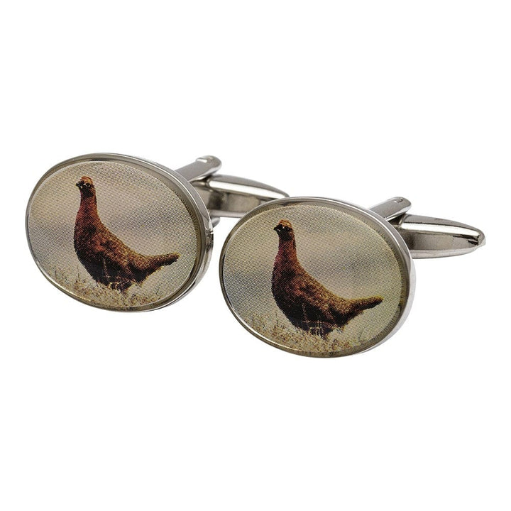 Cufflink Man Cufflinks Oval Enamel Grouse Cufflinks