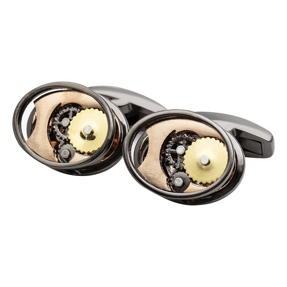 Cufflink Man Cufflinks Oval Gears Cufflinks - Gunmetal Edition