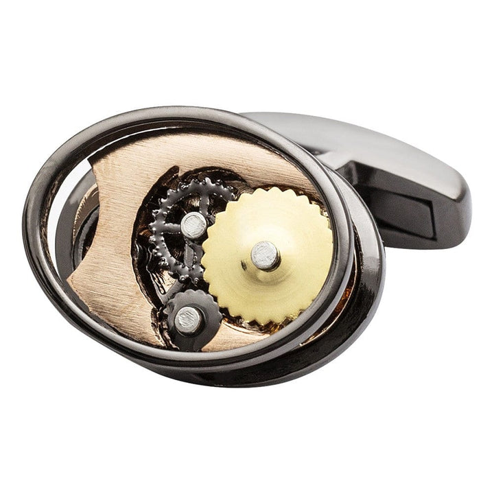 Cufflink Man Cufflinks Oval Gears Cufflinks - Gunmetal Edition