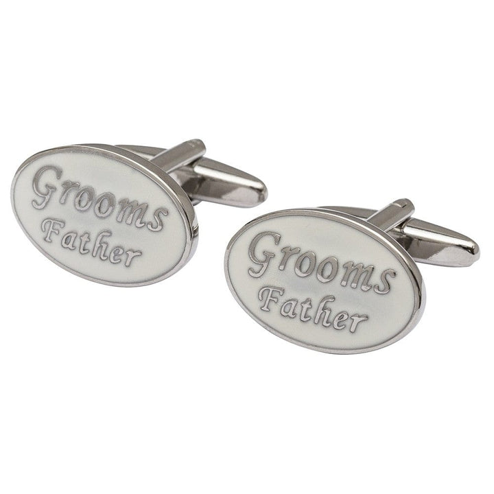 Cufflink Man Cufflinks Oval White - Grooms Father Cufflinks