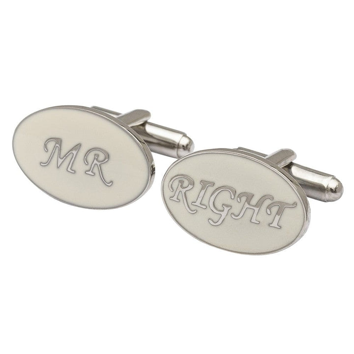 Cufflink Man Cufflinks Oval White - Mr Right Cufflinks