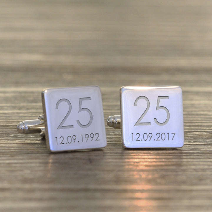 Cufflink Man Cufflinks - Personalised Anniversary & Date - Personalised Engraved Cufflinks