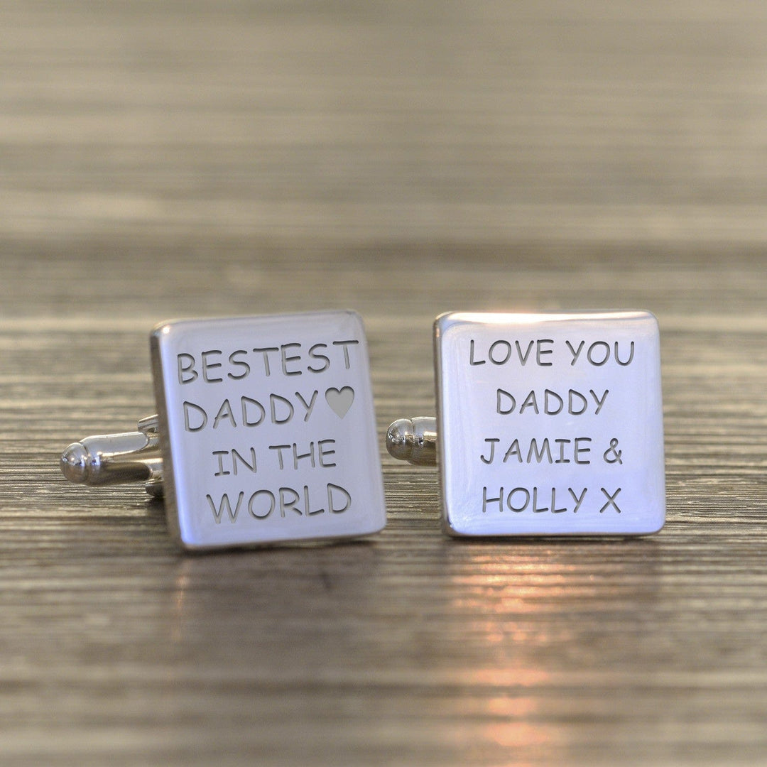 Cufflink Man Cufflinks - Personalised Bestest Daddy in the World Personalised Cufflinks