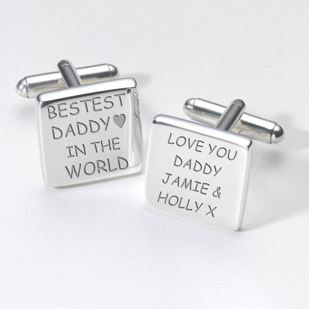 Cufflink Man Cufflinks - Personalised Bestest Daddy in the World Personalised Cufflinks