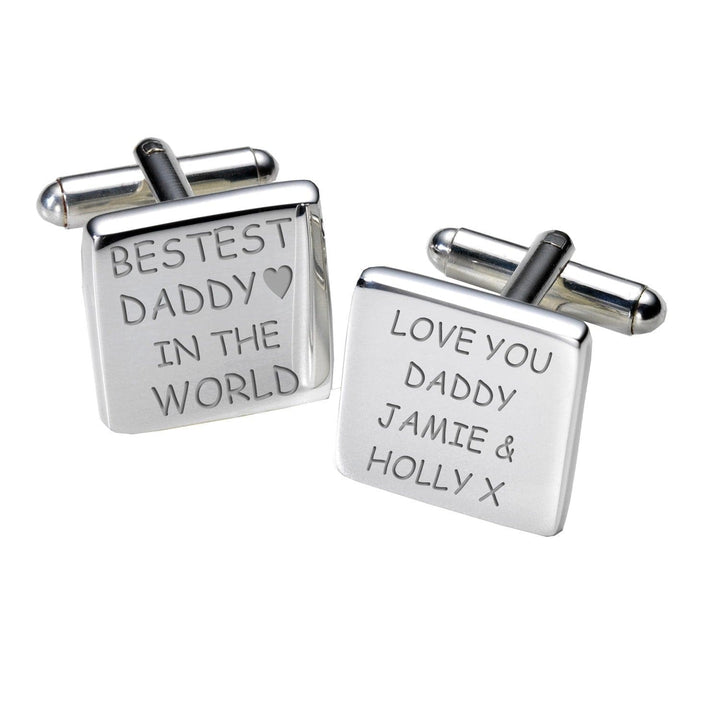 Cufflink Man Cufflinks - Personalised Bestest Daddy in the World Personalised Cufflinks