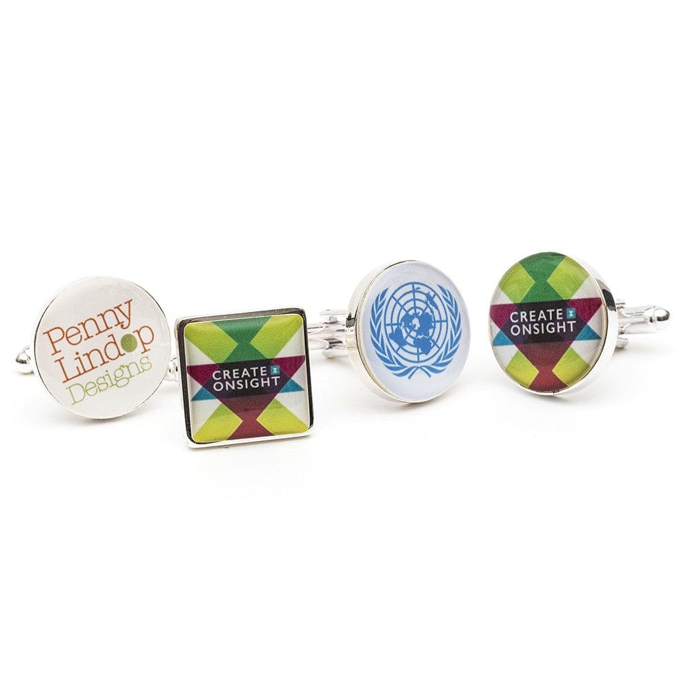 Cufflink Man Cufflinks - Personalised Brand / Club Logo Cufflinks with Silver Finish (Square or Round)