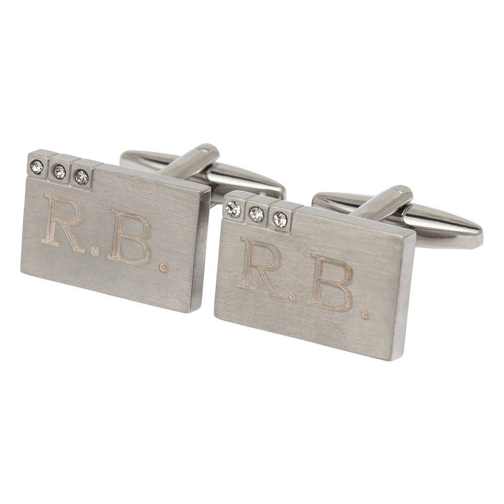 Cufflink Man Cufflinks - Personalised Crystal Cufflinks Personalised With Engraved Initials