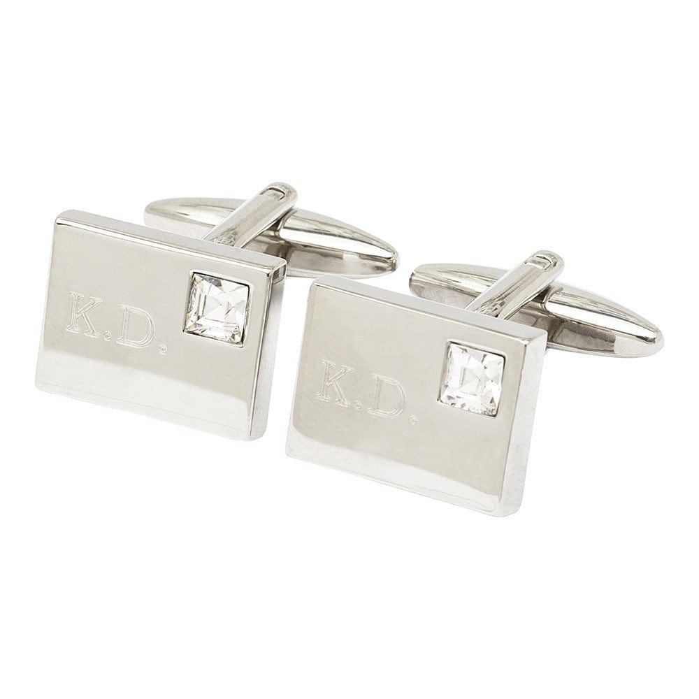 Cufflink Man Cufflinks - Personalised Crystal Cufflinks Personalised With Engraved Initials