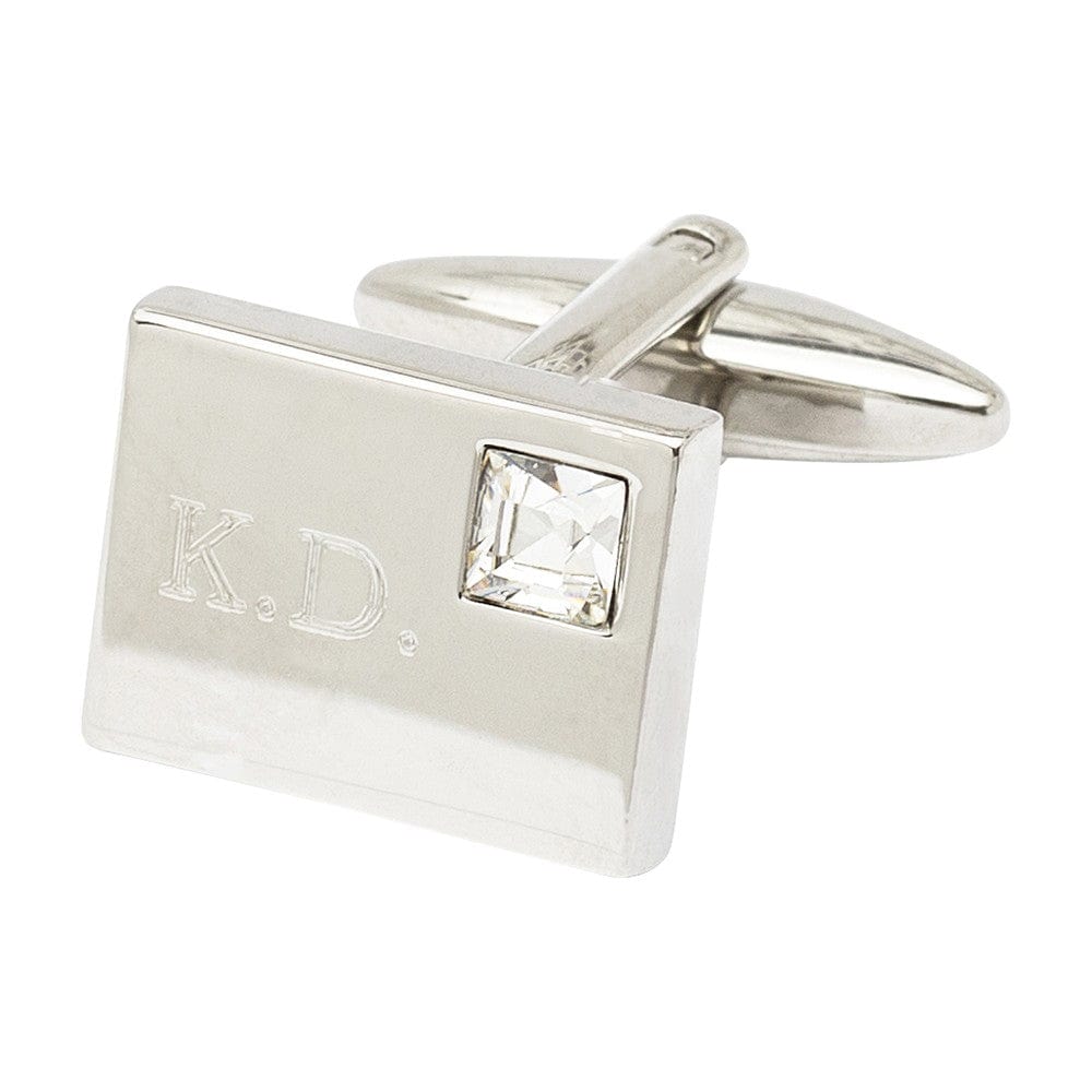 Cufflink Man Cufflinks - Personalised Crystal Cufflinks Personalised With Engraved Initials