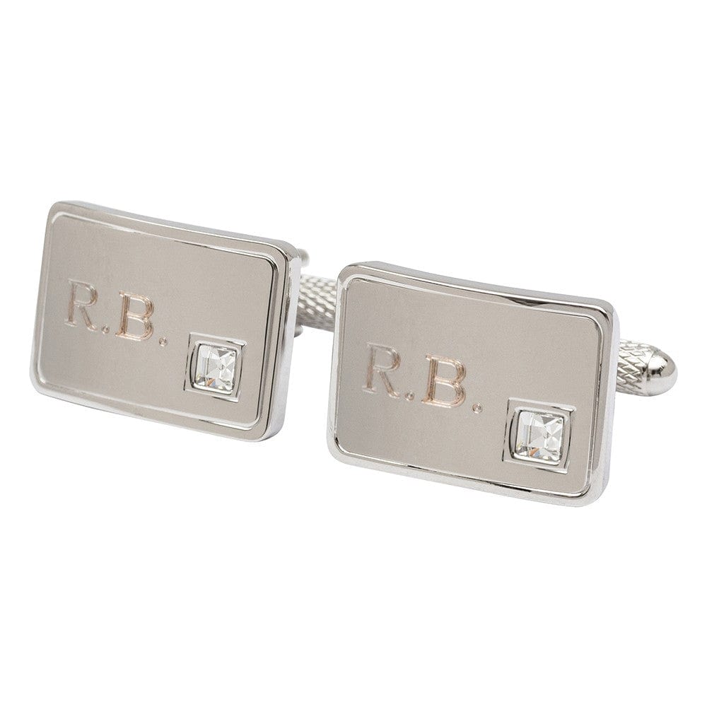 Cufflink Man Cufflinks - Personalised Crystal  Diamante Cufflinks Personalised With Engraved Initials