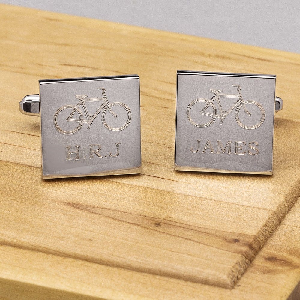 Cufflink Man Cufflinks - Personalised Cycling Cufflinks - Bike With Personalised Name And/Or Initials