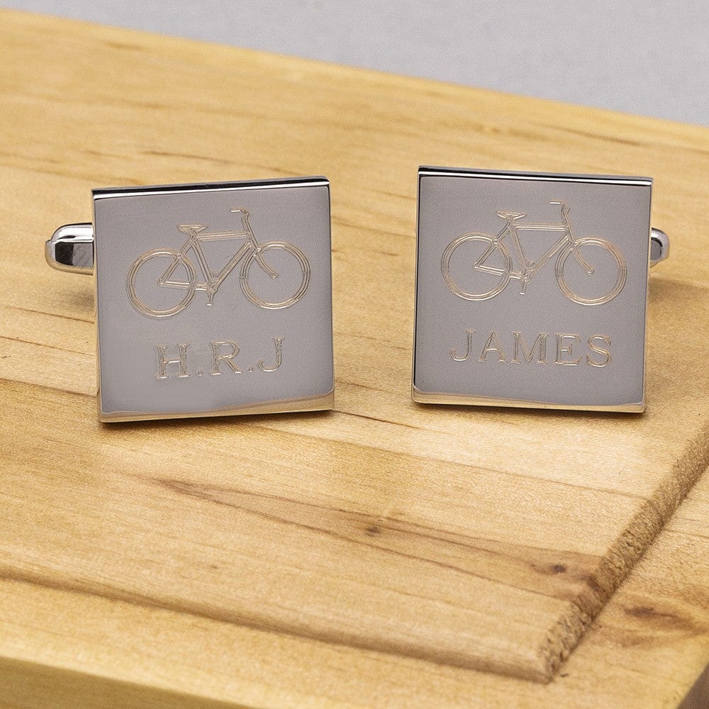 Cufflink Man Cufflinks - Personalised Cycling Cufflinks - Bike With Personalised Name And/Or Initials