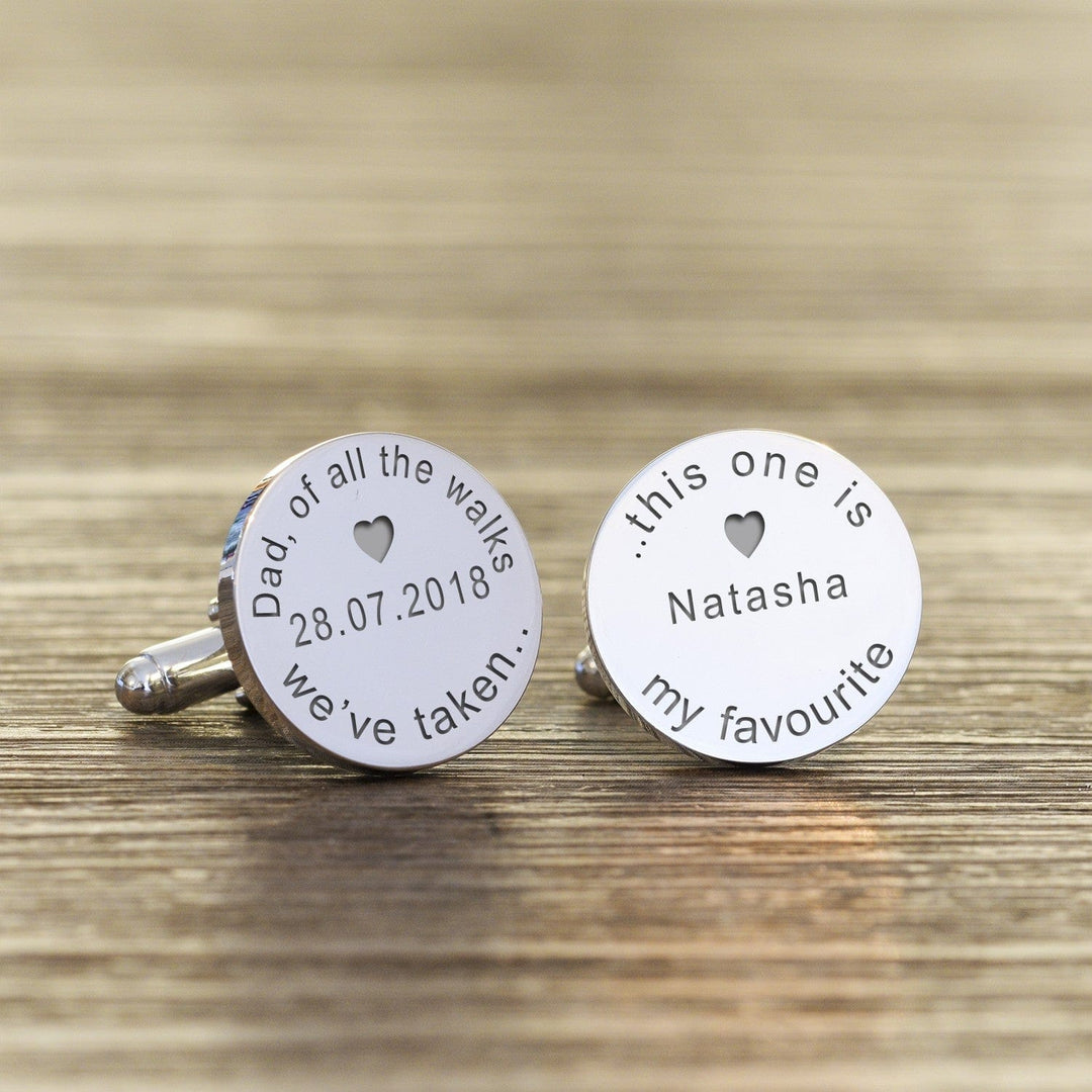 Cufflink Man Cufflinks - Personalised Dad, Of All The Walks - Personalised Time & Date Wedding Cufflinks