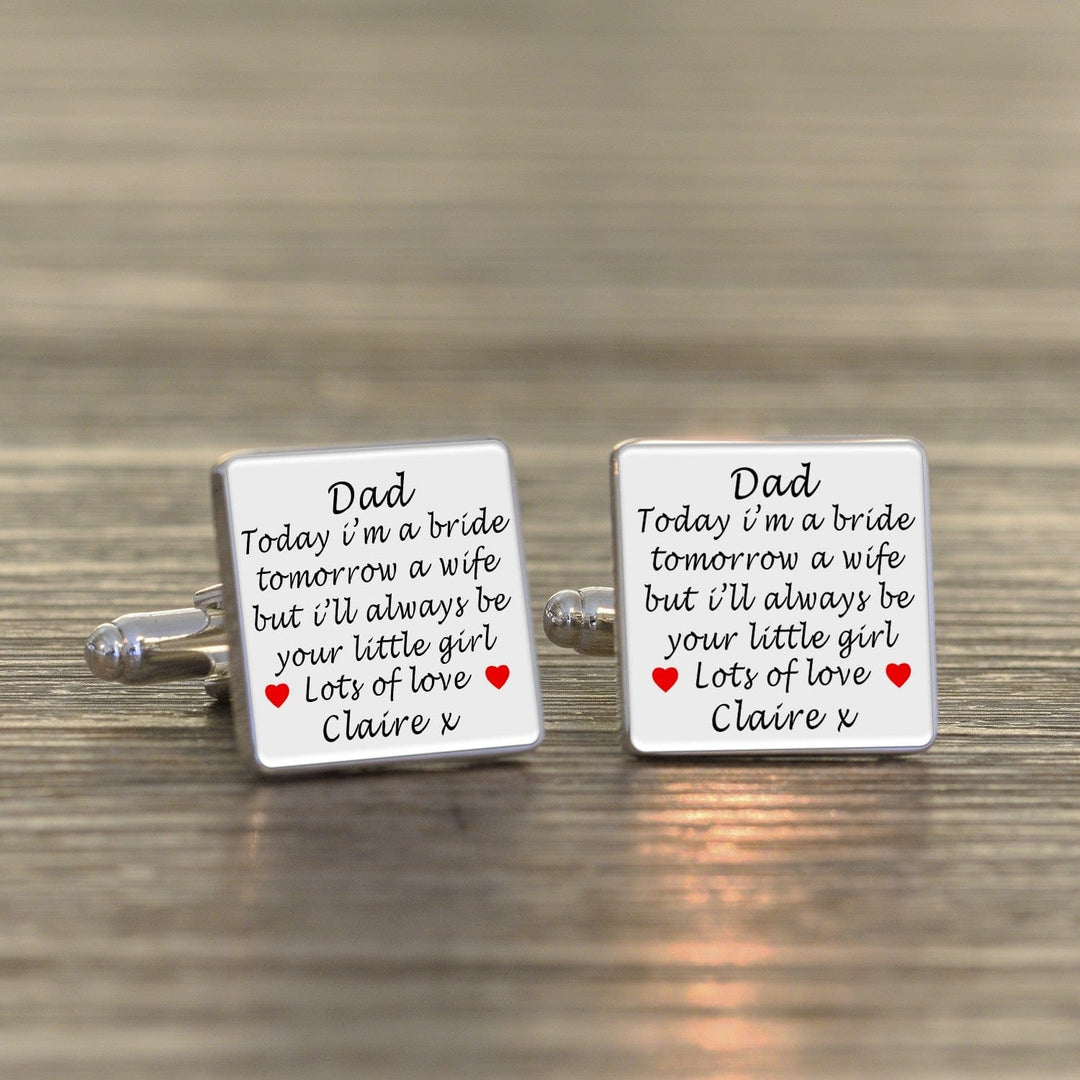 Cufflink Man Cufflinks - Personalised Dad Today I'm A Bride - Personalised Father of the Bride Cufflinks