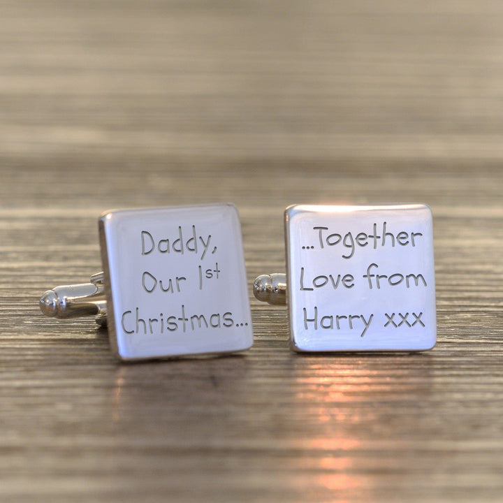 Cufflink Man Cufflinks - Personalised Daddy Our 1st Christmas... Personalised Engraved Cufflinks