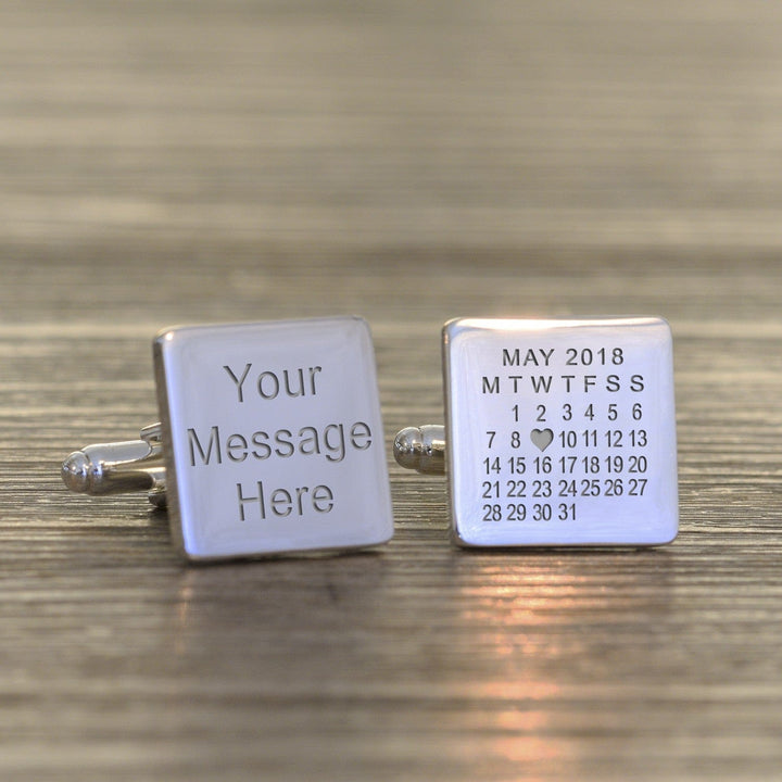 Cufflink Man Cufflinks - Personalised Date and Message Engraved Cufflinks