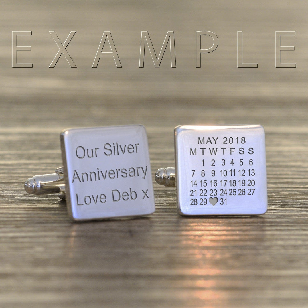 Cufflink Man Cufflinks - Personalised Date and Message Engraved Cufflinks