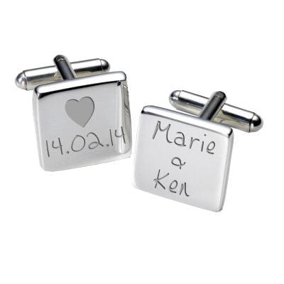 Cufflink Man Cufflinks - Personalised Date and Names Engraved Wedding Cufflinks