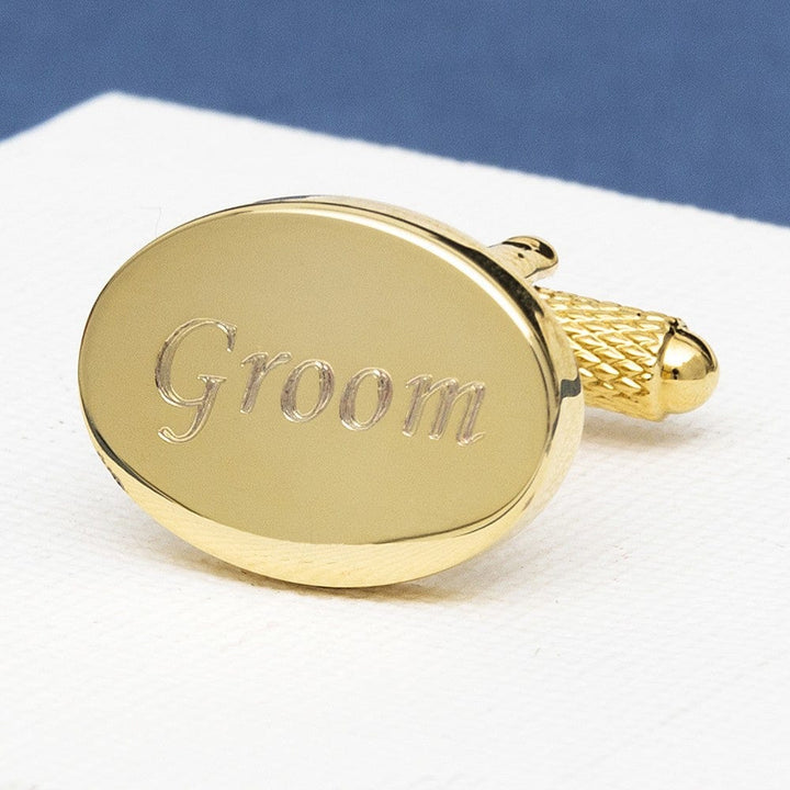 Cufflink Man Cufflinks - Personalised Engraved Gold Groom Personalised Cufflinks