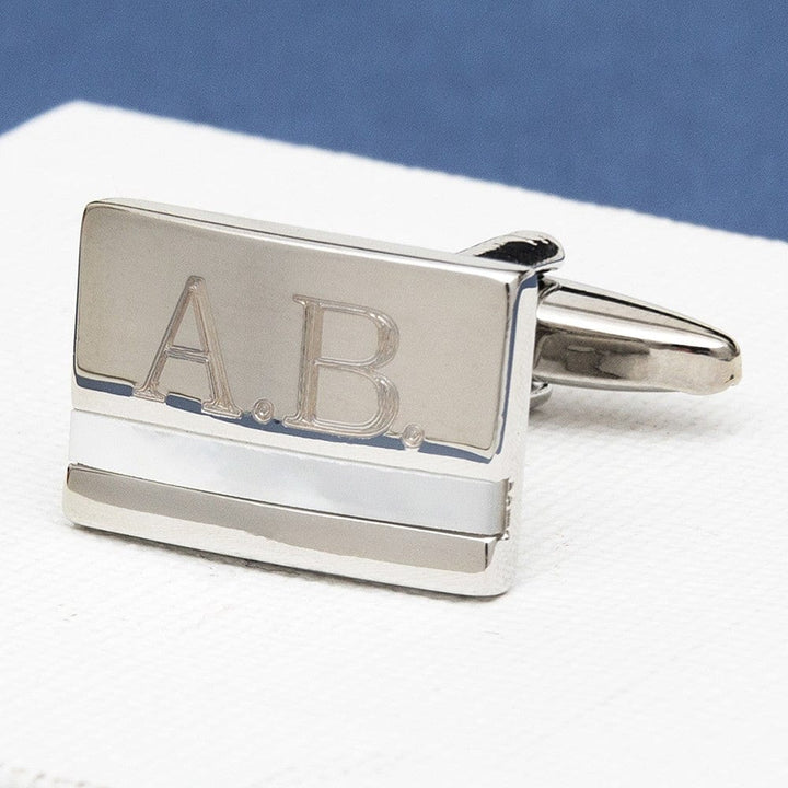 Cufflink Man Cufflinks - Personalised Engraved Initial Cufflinks With Mother of Pearl Inset