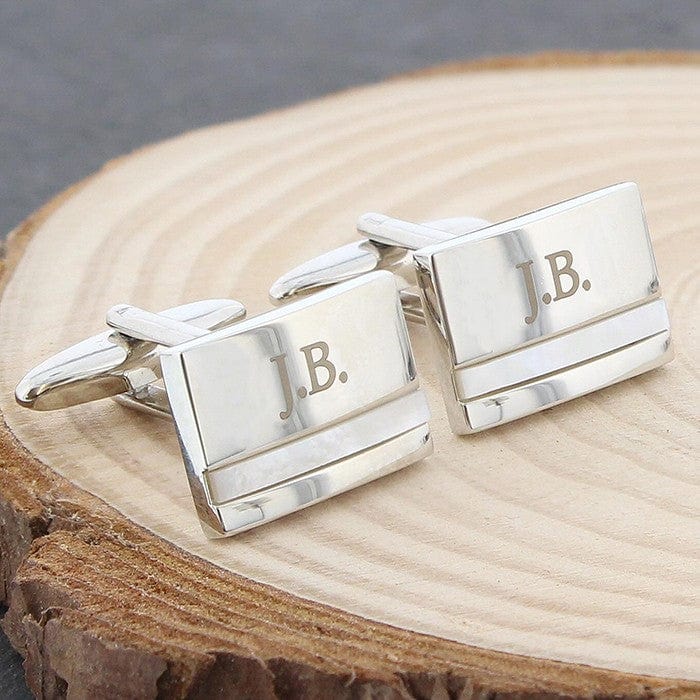 Cufflink Man Cufflinks - Personalised Engraved Initial Cufflinks With Mother of Pearl Inset