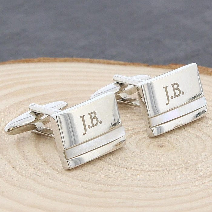 Cufflink Man Cufflinks - Personalised Engraved Initial Cufflinks With Mother of Pearl Inset