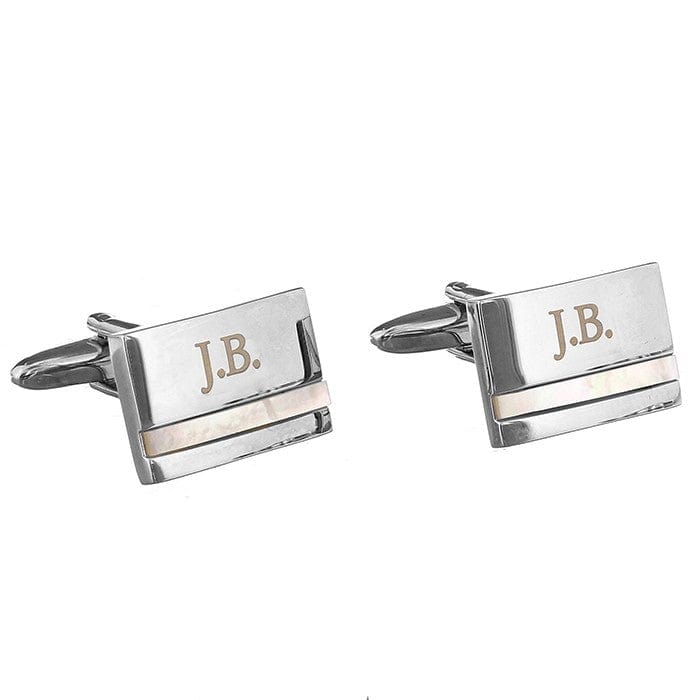 Cufflink Man Cufflinks - Personalised Engraved Initial Cufflinks With Mother of Pearl Inset