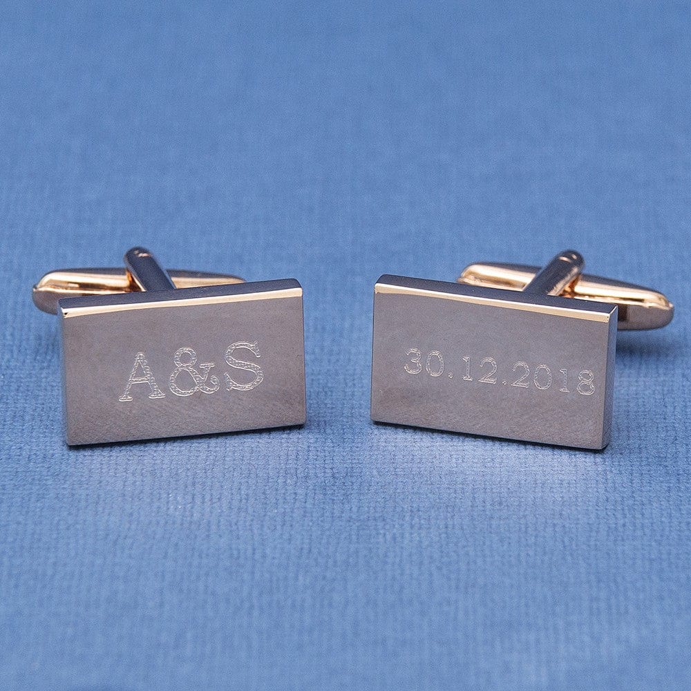 Cufflink Man Cufflinks - Personalised Engraved Initials & Date Cufflinks - Personalised Wedding Cufflinks