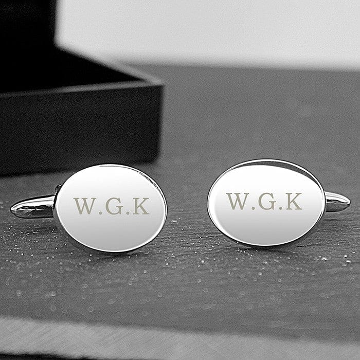 Cufflink Man Cufflinks - Personalised Engraved Oval Shaped Initials Cufflinks