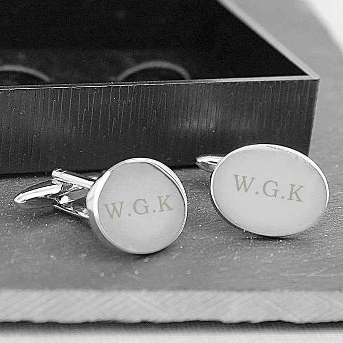 Cufflink Man Cufflinks - Personalised Engraved Oval Shaped Initials Cufflinks