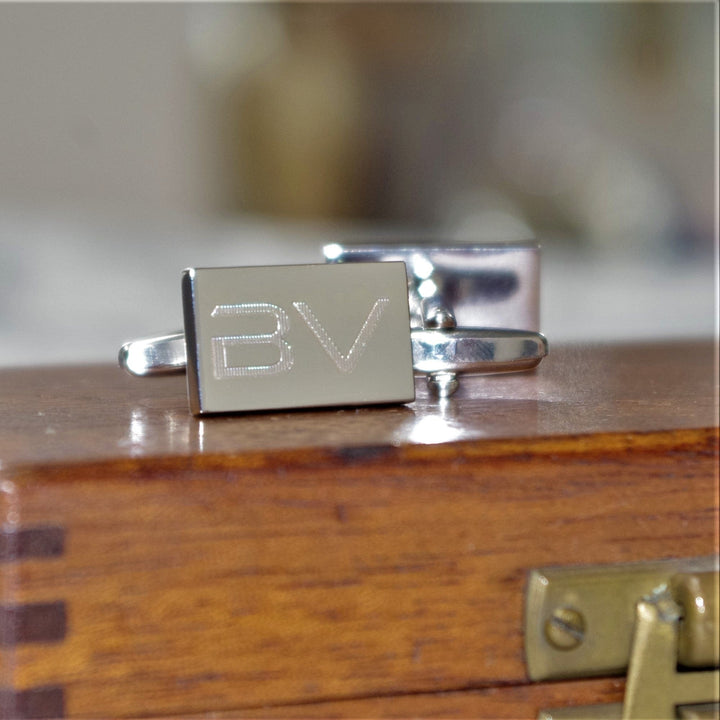 Cufflink Man Cufflinks - Personalised Engraved Rectangular Cufflinks - Any Design