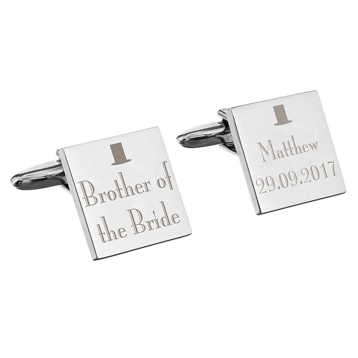 Cufflink Man Cufflinks - Personalised Engraved Top Hat Square Cufflinks - Personalised With Any Wedding Role