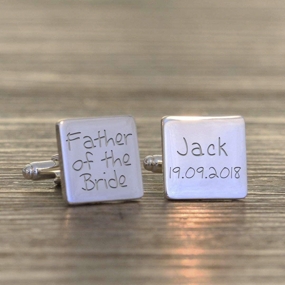 Cufflink Man Cufflinks - Personalised Father of the Bride Engraved Wedding Cufflinks