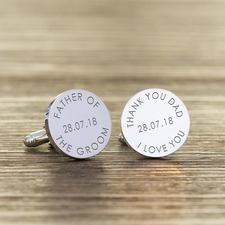 Cufflink Man Cufflinks - Personalised Father of the Groom Personalised 'Thank You' Engraved Cufflinks