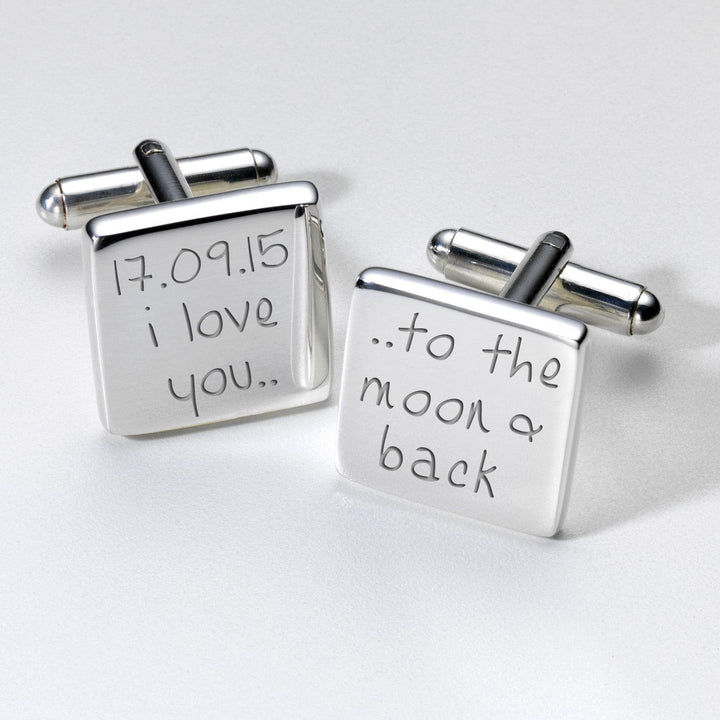 Cufflink Man Cufflinks - Personalised I love you.. ..to the Moon and Back Engraved Personalised Date Cufflinks