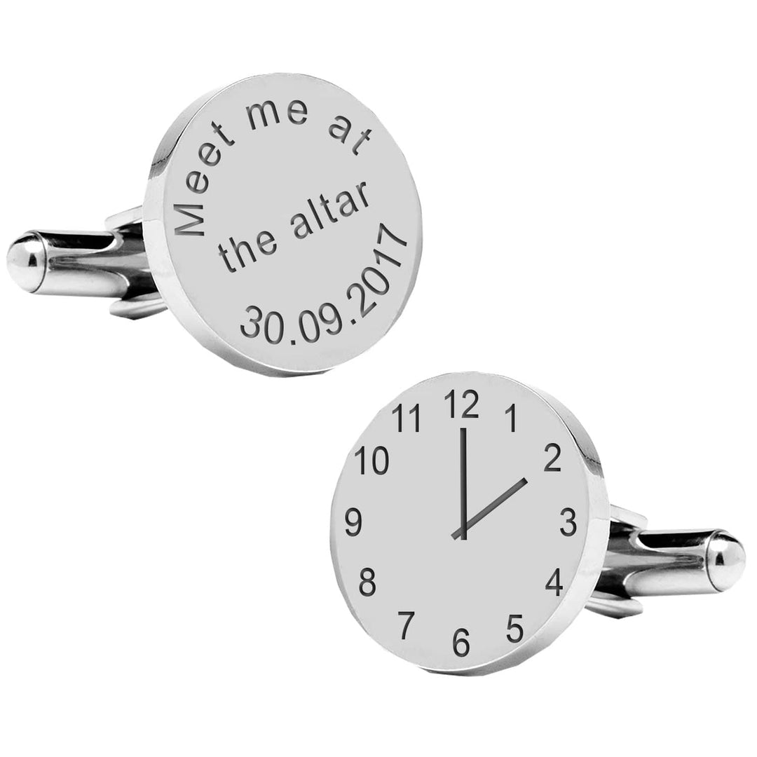 Cufflink Man Cufflinks - Personalised Meet Me At The Altar Engraved Date & Time Wedding Cufflinks