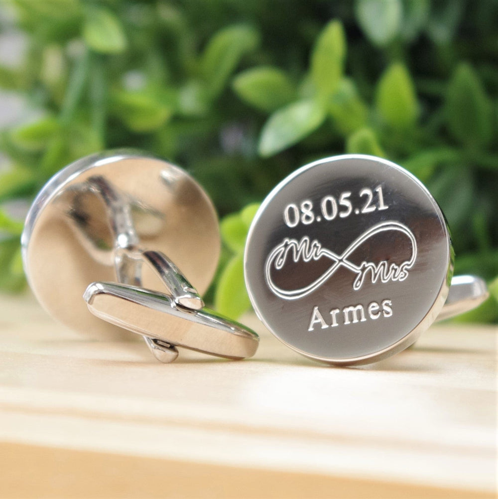 Cufflink Man Cufflinks - Personalised Mr and Mrs Infinity Engraved Wedding Cufflinks