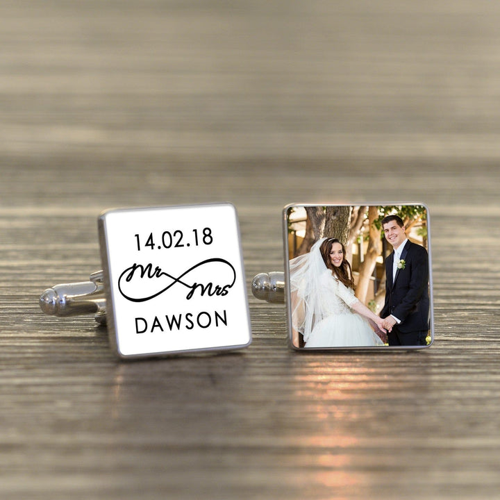 Cufflink Man Cufflinks - Personalised Mr and Mrs  - Personalised Wedding Photo Cufflinks