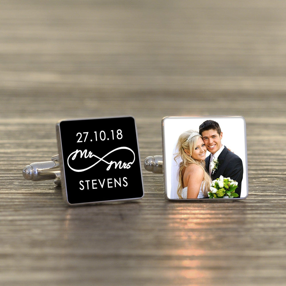 Cufflink Man Cufflinks - Personalised Mr and Mrs  - Personalised Wedding Photo Cufflinks