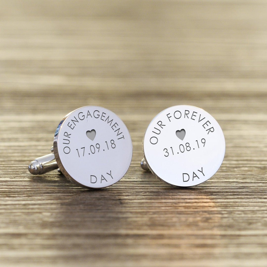 Cufflink Man Cufflinks - Personalised 'Our Forever Day' Personalised Engraved Wedding Cufflinks