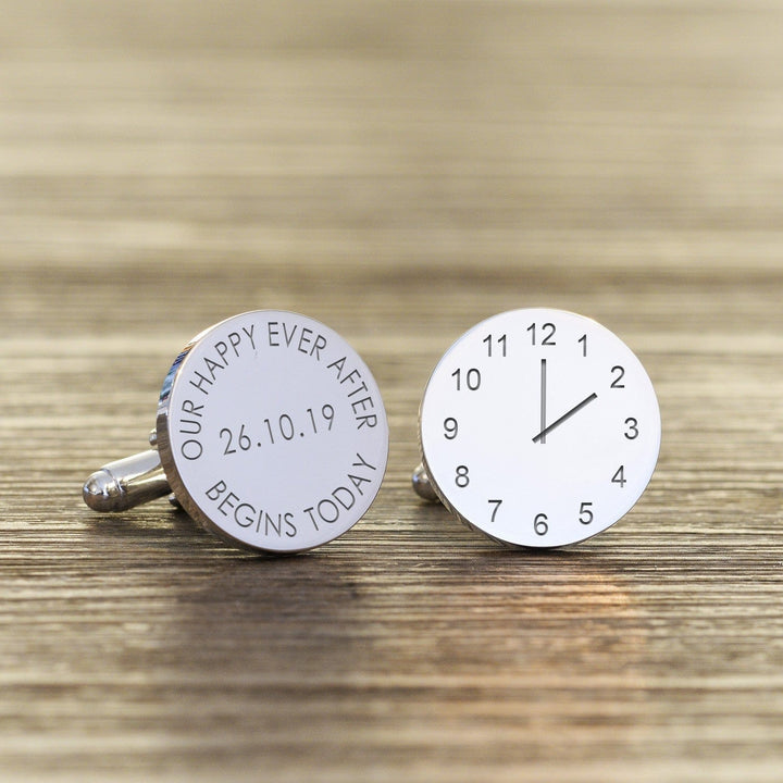 Cufflink Man Cufflinks - Personalised 'Our Happy Ever After' Personalised Engraved Wedding Cufflinks