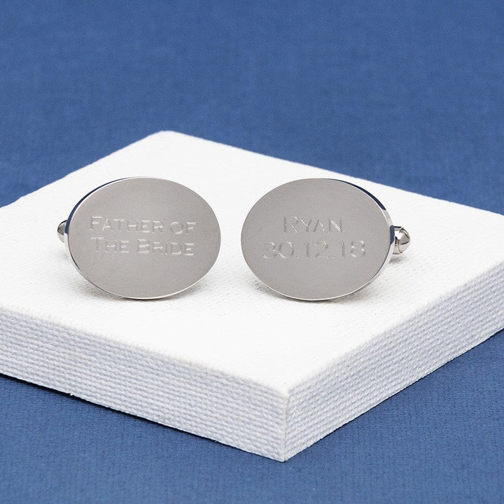 Cufflink Man Cufflinks - Personalised Oval Cufflinks Engraved With Any Message