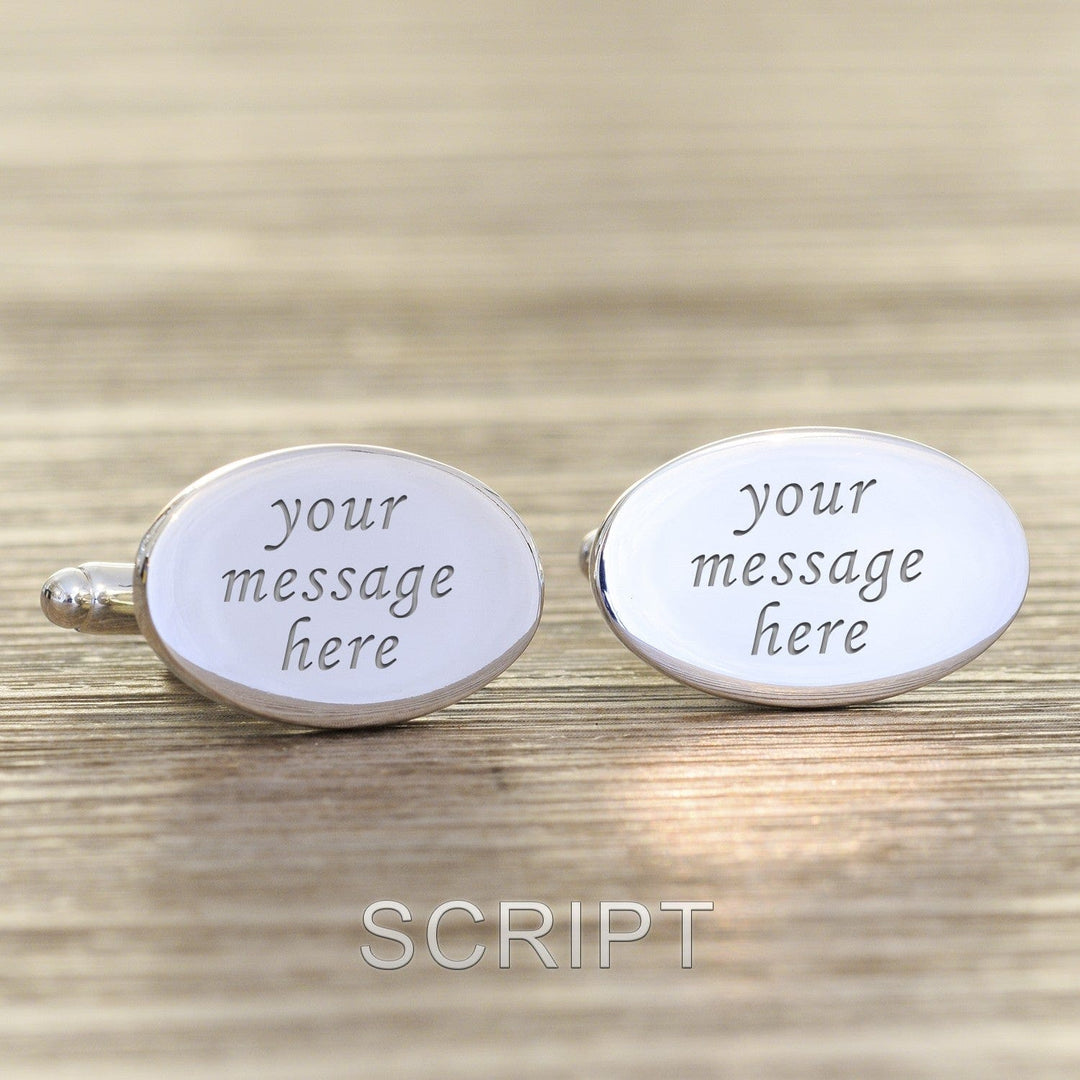 Cufflink Man Cufflinks - Personalised Oval Cufflinks Engraved With Any Message