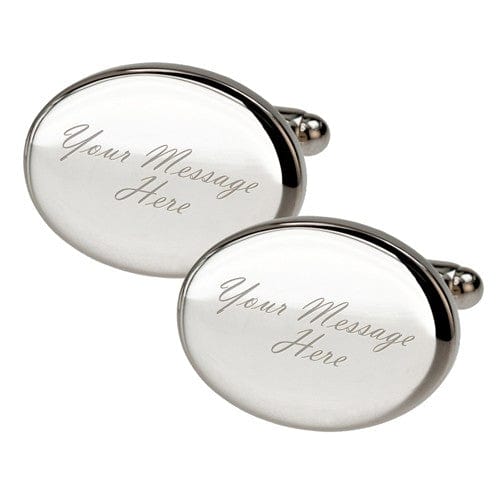 Cufflink Man Cufflinks - Personalised Oval Cufflinks Engraved With Any Message