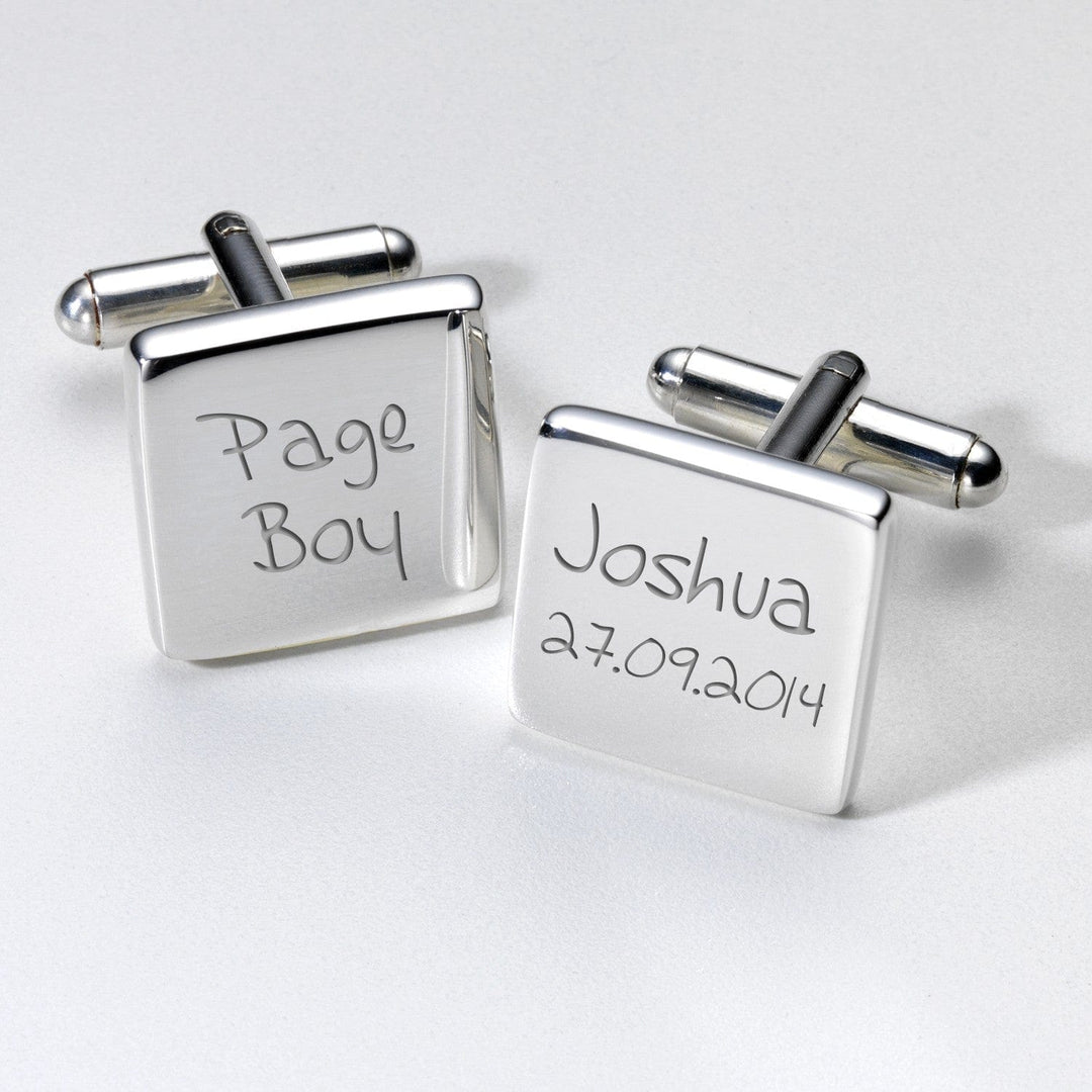 Cufflink Man Cufflinks - Personalised Page Boy Personalised Engraved Wedding Cufflinks